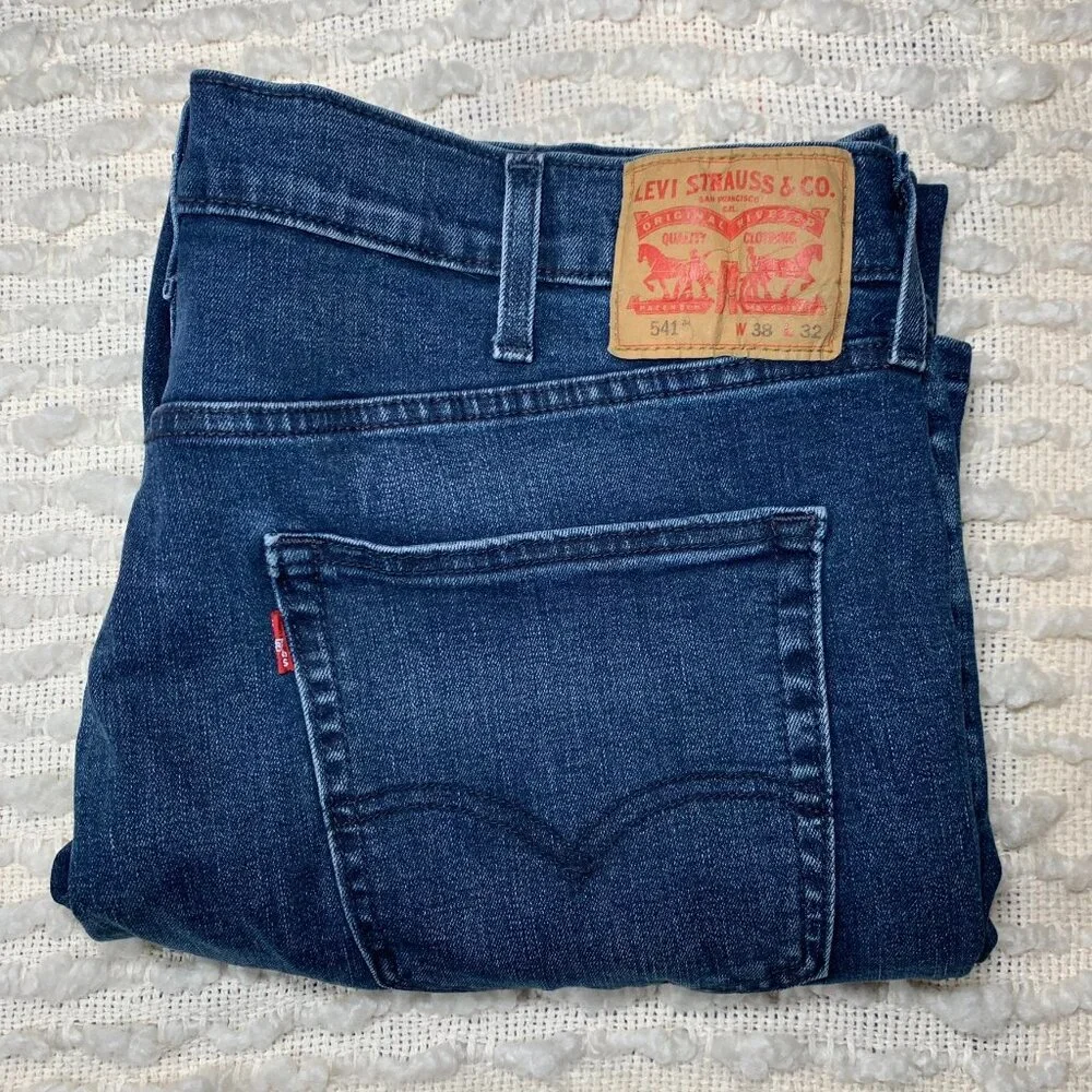 LEVI‎ JEANS 541 MENS 38X32 38X30 BLUE DENIM STRAIGHT LEG OUTDOOR CASUAL